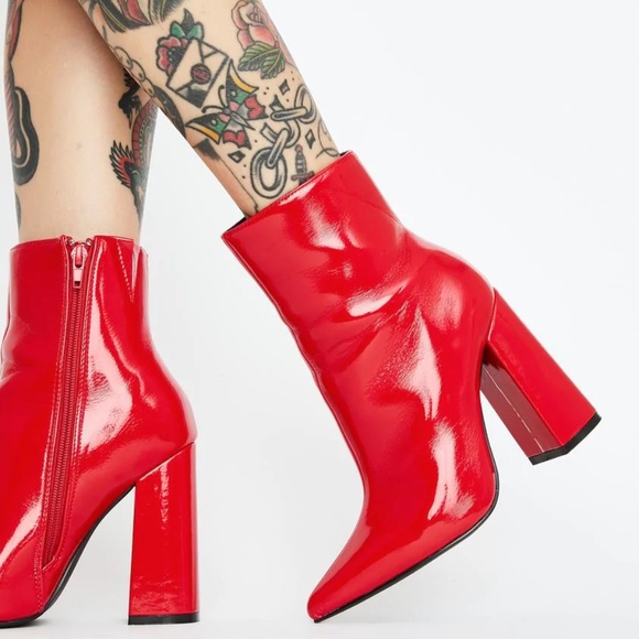 Red Hot Drama Mama Ankle Boots From Dolls Kill x Liliana - Picture 2 of 4
